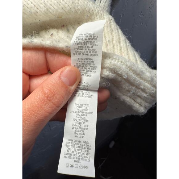 Aerie fair isle quarter zip wool blend sweater womens small cozy heavy thick - Picture 5 of 8